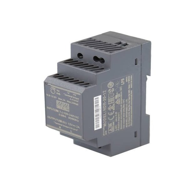 Power Supply, 85 to 264V AC, 12V DC, 30W, 2A, DIN Rail
